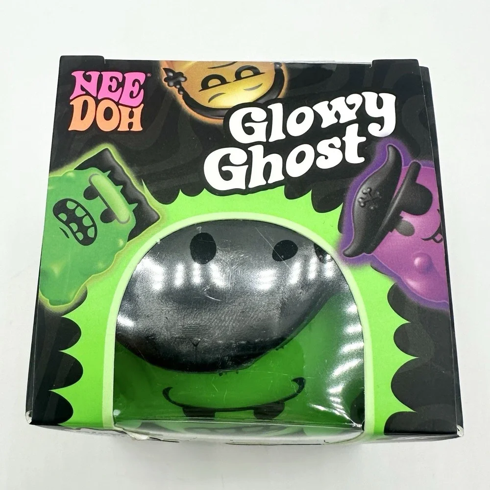 New Sealed NeeDoh Glowy Ghost Green Grumpy Halloween Glow In The Dark Schylling